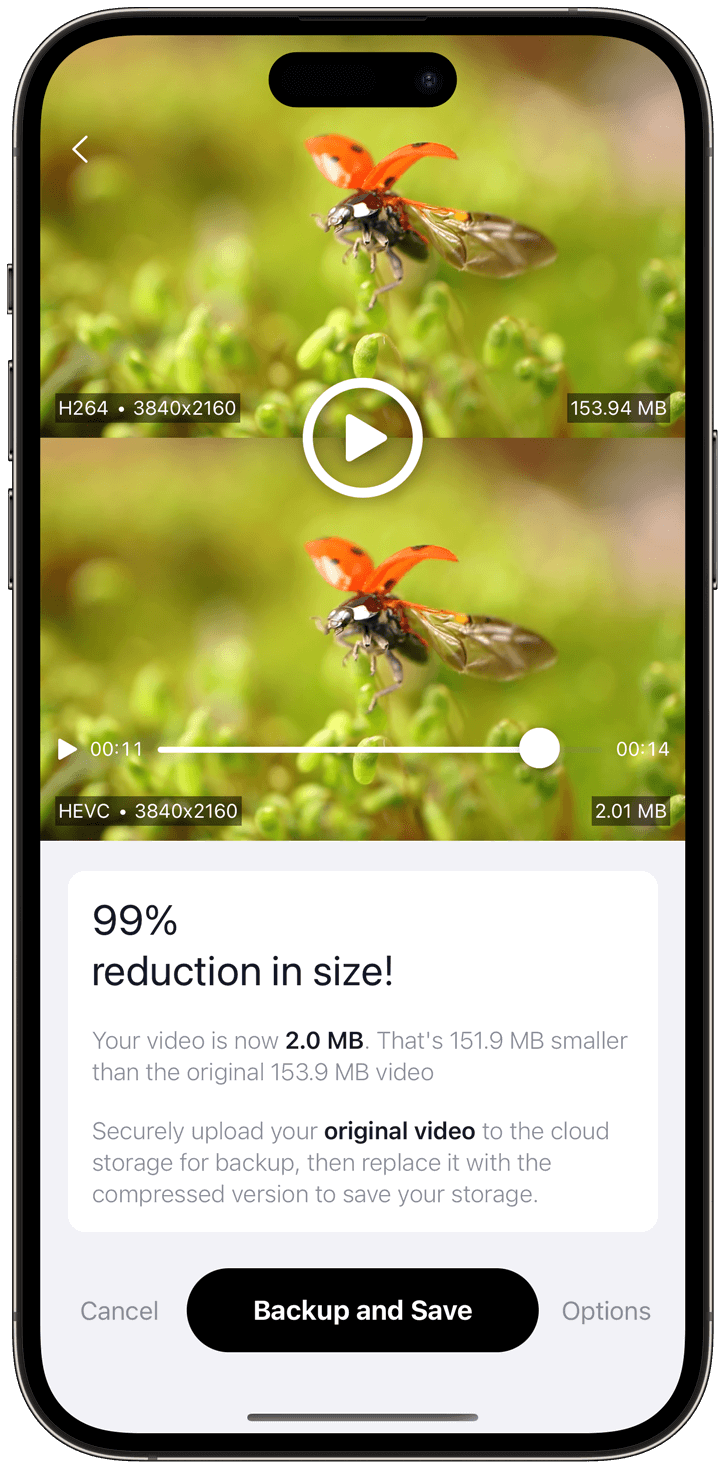 Turn a 150MB video into a 2MB one without losing quality